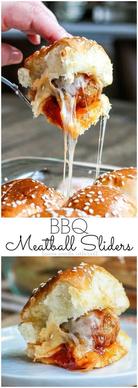 Sweet and tangy these easy BBQ Meatball Sliders are the ultimate game day appetizer for your next football party. Make this easy appetizer recipe for the Super Bowl. This easy slider recipe is the perfect party food for feeding a crowd. Easy Bbq Meatballs, Party Food On A Budget, Party Food Easy Appetizers, Slider Recipe, Easy Slider Recipes, Easy Slider, Meatball Sliders, Meatball Sub, Healthy Superbowl Snacks