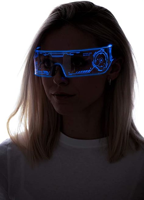 Amazon.com: Cyberpunk LED Visor Glasses - Perfect For Cosplay and Festivals - Cybergoth - Cyberpunk Glasses Goggles: Clothing Led Visor Glasses, Cyberpunk Glasses, Visor Glasses, Goth Look, Crown Hat, Amazing Cosplay, Tech Fashion, Blade Runner, Ely