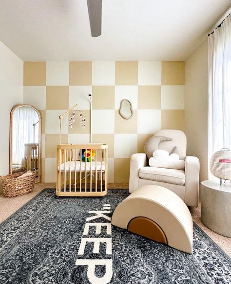 Checkered Nursery, Checkered Wallpaper, Baby Nursery Inspiration, Nursery Inspo, Nursery Inspiration, Baby Nursery, Nursery, Apartment