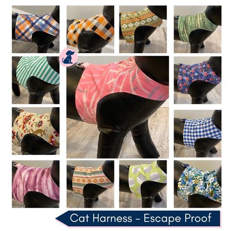 Cat Harness Cute, Cat Harness Escape Proof, Cat Harness Large, Kitten Harness, Cat Walking Harness - 33 Fabric Options by PreppyOwlCollarCo on Etsy Diy Cat Harness How To Make, Cat Harness Diy Pattern, Cat Harness Pattern, Cat Harness Training, How To Harness Train A Cat, Best Cat Harness, Escape Proof Cat Harness, Kitten Harness, Walking Harness