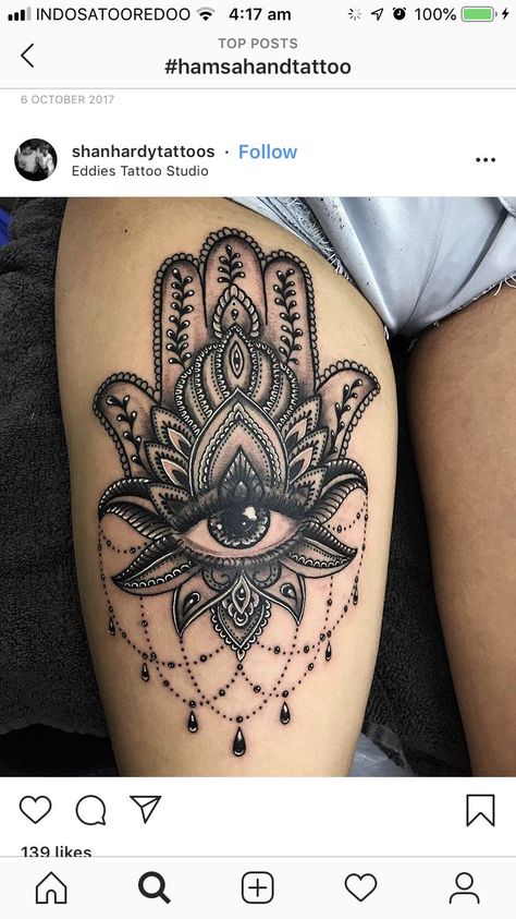 Spiritual Hamsa Tattoos, Hamsa Leg Tattoo, Hamsa Tattoo Sleeve, Hamsa Tattoo Design For Women, Fatima Hand Tattoo, Hamsa Tattoo Design, Hamsa Hand Tattoo, Ganesh Tattoo, Evil Eye Tattoo