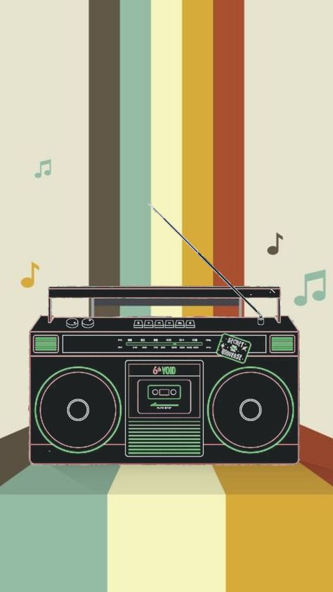 Retro Radio Drawing, Modern Music Aesthetic, Retro Music Aesthetic, 1985 Aesthetic, Vintage Radio Illustration, Radio Wallpaper, Music Aesthetic Icon, Music Notes Wallpaper, Music Infographic