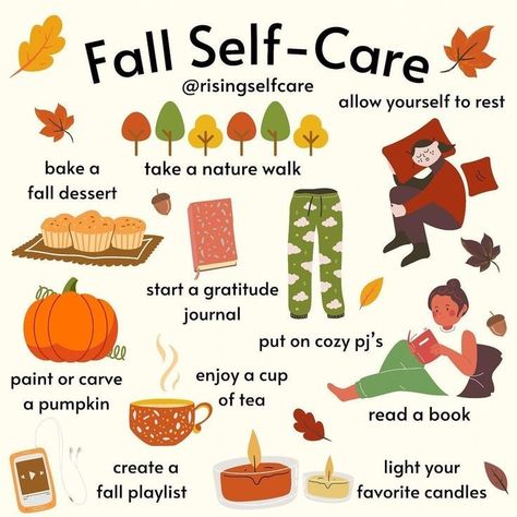 Fall Self Care Challenge, October Self Care Ideas, Self Care Autumn, Thanksgiving Self Care, Fall Self Care Ideas, Fall Self Care Aesthetic, November Self Care, October Self Care, Fall Ideas Activities