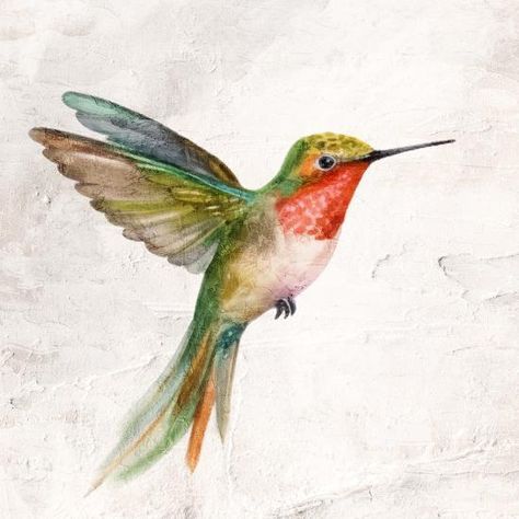 'Flit 1' Art Print - Kimberly Allen | Art.com Whimsical Hummingbird Art, Painting A Hummingbird, Hummingbird Art Painting, Hummingbird Paintings, Watercolor Hummingbirds, Hummingbird Artwork, Dry Clay Crafts, Hummingbird Tattoos, Air Dry Clay Crafts