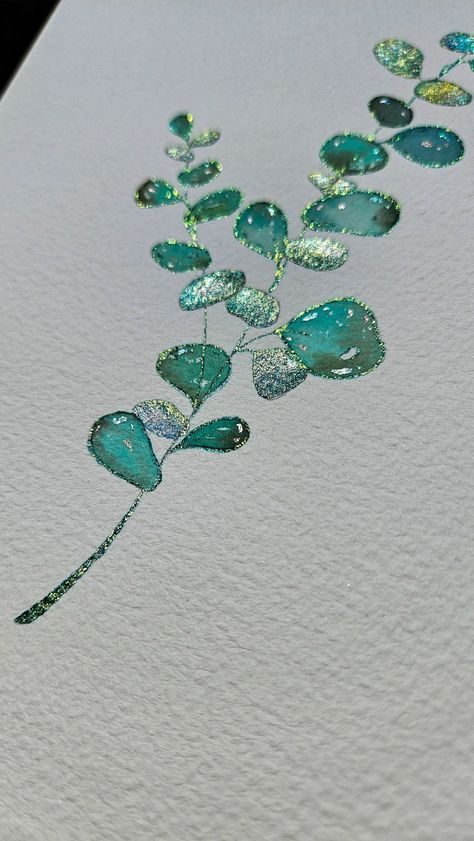 Glitter Art Painting, Metallic Painting, Sparkle Paint, Metallic Watercolor, Pen And Wash, Bookmark Craft, Watercolor Projects, Glitter Art, Watercolor Flowers Paintings