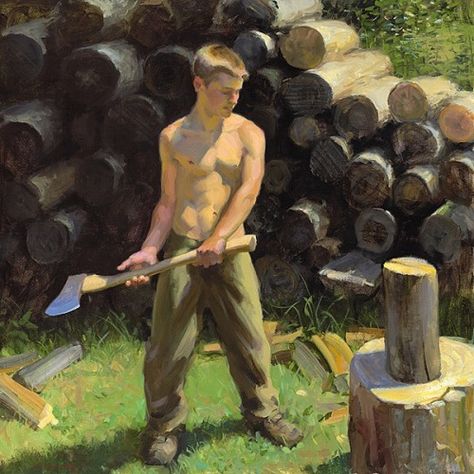 Jeffrey T Larson, Male Artworks, Chopping Wood, Masculine Art, Art Of Man, Queer Art, Male Figure, Gay Art, Male Art