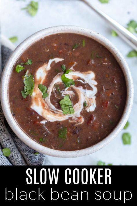 Black Bean Soup Crock Pot, Slow Cooker Black Bean Soup, Bean Soup Crockpot, Slow Cooker Italian, Beans In Crockpot, Slow Cooker Black Beans, Slow Cooker Potato Soup, Black Bean Soup Recipe, Dried Black Beans