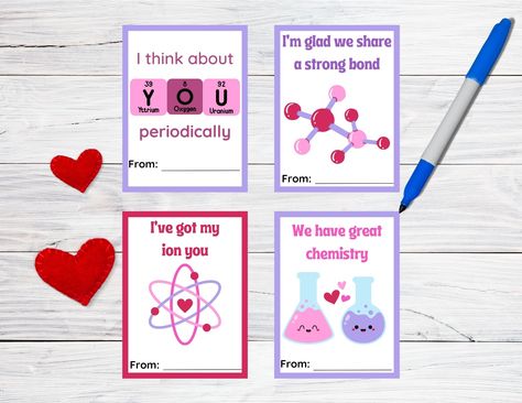 Chemistry Valentines Cards, Chemistry Valentines, Valentines Science, Valentine Gift Tags, Science Valentines, Nerdy Valentines, Printable Valentine Cards, Valentines Gift Tags, Printable Valentines Cards