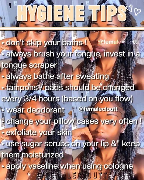 Baddie Hygiene Products, Hygiene Tips Feminine, Smell Good Tips, Glo Up Tips, Hygiene Self Care, Bettering Yourself, Female Hygiene, Girly Tips, Teen Advice