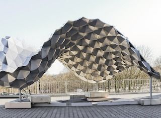 Architectural Origami, Shading Structure, Interior Architecture Presentation, Rwth Aachen University, Folding Architecture, Folding Structure, Origami Architecture, Architecture Design Process, Tensile Structures