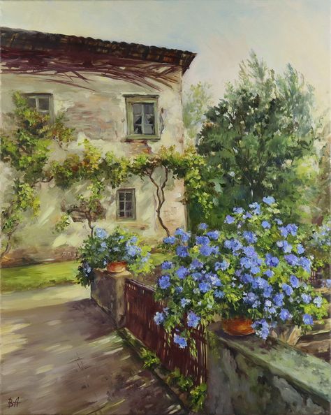 DETAILS: *Title: "Summer" *Painter: Alla Vasylkova. *Authenticity: Signed on the front by the artist, Alla Vasylkova *Size: 19.7"x 15.7" (50x40 cm) #Original #oil #painting on #canvas, #Romantic painting, #House painting, #Flower painting, #Garden painting, #Floral painting, #Impressionism #art Painting Garden, Painting Impressionism, Painting House, Building Painting, Romantic Paintings, House Items, Painting Floral, Painting Flower, Garden Painting