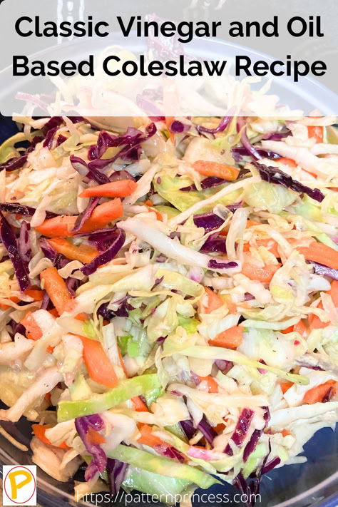 Here’s a tangy and crunchy vinegar and oil coleslaw recipe that’s perfect for those who prefer a coleslaw without mayo. This version uses a simple dressing made with apple cider vinegar, resulting in a flavorful and refreshing slaw. Carolina Slaw Recipe Cider Vinegar, Coleslaw Recipe Without Mayo, Oil Based Coleslaw Recipe, Best Vinegar Coleslaw Recipe, Coleslaw Vinaigrette Dressing, Easy Vinegar Coleslaw Recipe, Apple Cider Vinegar Coleslaw Recipe, Oil And Vinegar Coleslaw Dressing, Vinegar Slaw Dressing