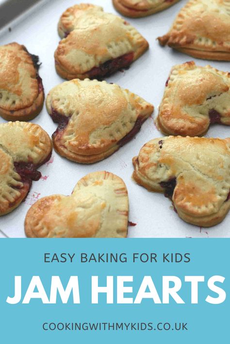 These jam hearts are a fun easy treat to make for Valentine’s day. A simple sandwich of sweet short crust pastry filled with your favourite jam. #pastry #recipe #jam #baking #kids #recipe #valentines Sweet Short Crust Pastry, Sweet Shortcrust Pastry Recipe, Baking For Kids, Easy Baking For Kids, Short Crust Pastry, Shortcrust Pastry Recipes, Homemade Raspberry Jam, Pastries Recipes Dessert, Easy Treats To Make