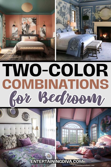 20 Two-Color Combinations For Bedroom Walls Painting Ideas For Walls, Two Color Combinations, Black Walls Bedroom, Ideas For Walls, Lakehouse Bedroom, Two Tone Walls, House To Home, Bedroom Color Combination, Bo Ho