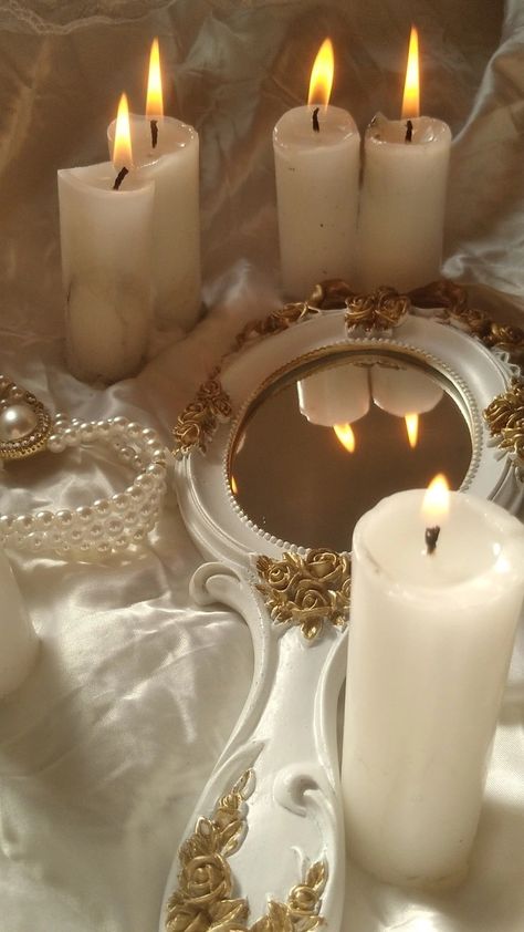 Dina Core, Victoria + Core, Candle Crown, Candle Queen, Pearl Aesthetic, Pearl Candle, Crown Aesthetic, Classic Mirror, Queen Aesthetic