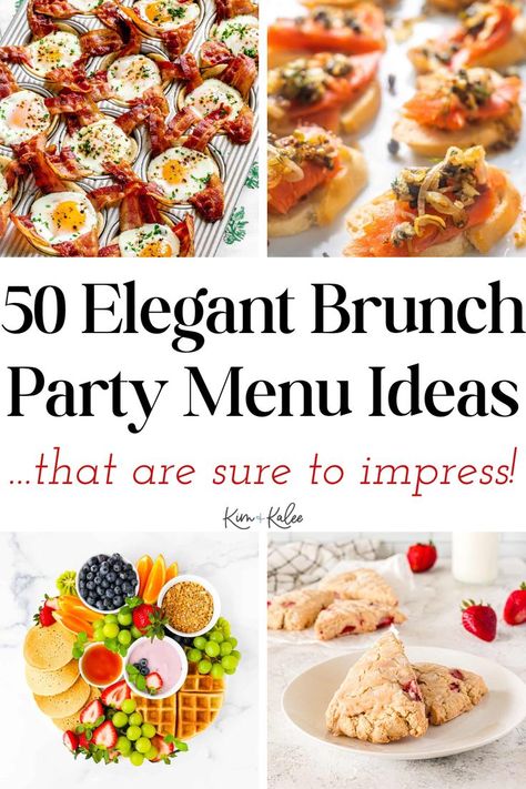 Hosting a brunch party has never been easier with these elegant brunch ideas for a crowd. These brunch recipes will impress your guests without stressing you out. You'll love these easy brunch food recipes, finger foods, and brunch cocktails! These ideas work great for a bridal shower, baby shower, holiday-- like Easter brunch -- , or any special occassion! Elegant Brunch Ideas, Easy Brunch Food, Brunch Food Recipes, Brunch Party Ideas, Brunch Finger Foods, Easy Brunch Menu, Bridal Shower Brunch Menu, Summer Brunch Recipes, Brunch Party Menu