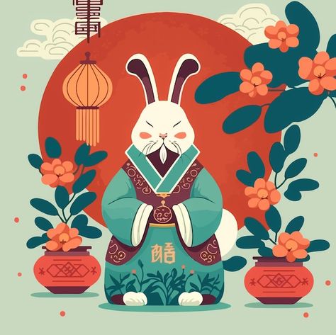 Cny Packaging, Rabbit New Year, Chinese New Year Rabbit, Chines New Year, Chinese Rabbit, 2023 Rabbit, All About Rabbits, Year Poster, New Year Art