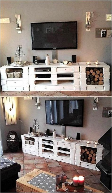 11 proposte incantevoli per realizzare fantastici mobili shabby-chic riciclando i pallet Pallet Storage, Wooden Pallet Furniture, Wooden Pallet Projects, Recycled Pallets, Pallet Crafts, Diy Furniture Table, Diy Pallet Projects, Pallet Wood, Wooden Pallets