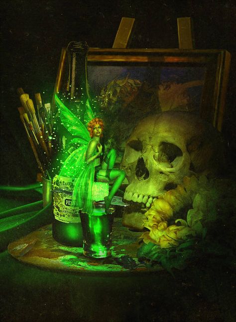 la Fee Verte by Incantata Green Fairy Absinthe, Absinthe Fairy, Absinthe Art, Green Fairy, Wow Art, Foto Art, Absinthe, Fairy Art, Fairy Land