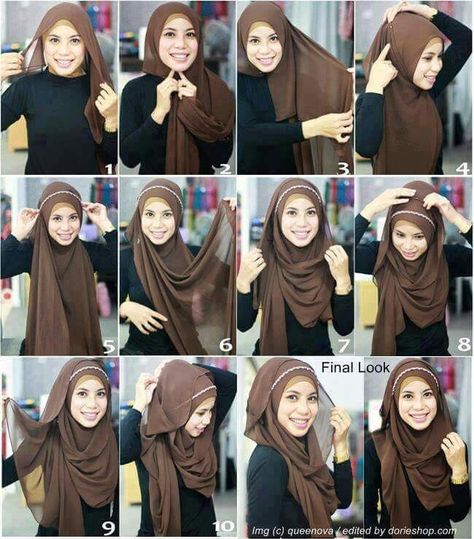 Wearing headband with hijab Hijabi Mode, Habits Musulmans, Hijab Stile, How To Wear Hijab, Pashmina Hijab, Baju Kahwin, New Hijab, Kebaya Wedding, Tutorial Hijab Pashmina