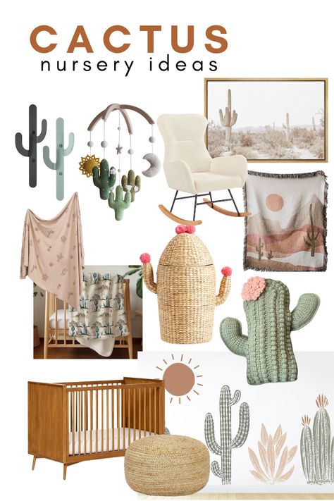 Cactus Nursery Decor Western Floral Nursery, Desert Nursery Ideas, Boho Western Nursery Neutral, Cactus Desert Nursery, Southwestern Nursery Girl, Arizona Themed Nursery, Baby Girl Desert Nursery, Dessert Themed Nursery, Southwest Nursery Girl