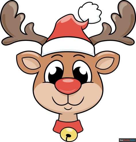 How to Draw a Reindeer Face Featured Image Raindeer Drawing Cartoon Face, Rudolph Drawing Easy, Raindeer Drawing Cute Easy, Reindeer Easy Drawing, Rudolph The Red Nosed Reindeer Drawing, Raindeer Drawing Cartoon, Rudolf Drawing, Simple Reindeer Drawing, Cute Reindeer Drawing