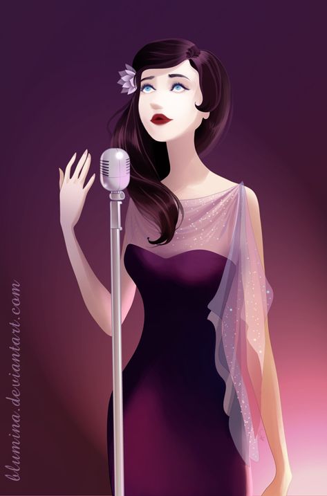 lounge singer  by Blumina.deviantart.com on @deviantART Lounge Singer, Live Audience, Music Class, Modern Fantasy, Art Style Inspiration, Nightingale, Belly Dancers, Book Inspiration, A Drawing