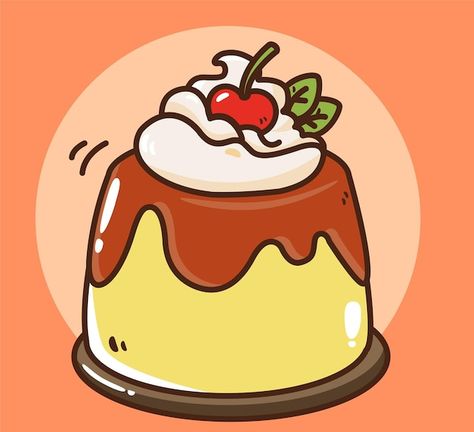 Delicious pudding vector | Premium Vector #Freepik #vector #illustrations #pudding #food-illustration #food Pudding Drawing Cute, Pudding Cartoon, Pudding Drawing, Journal Dividers, Japanese Pudding, Pudding Illustration, Bullet Journal Dividers, Photo Kawaii, Cafe Theme