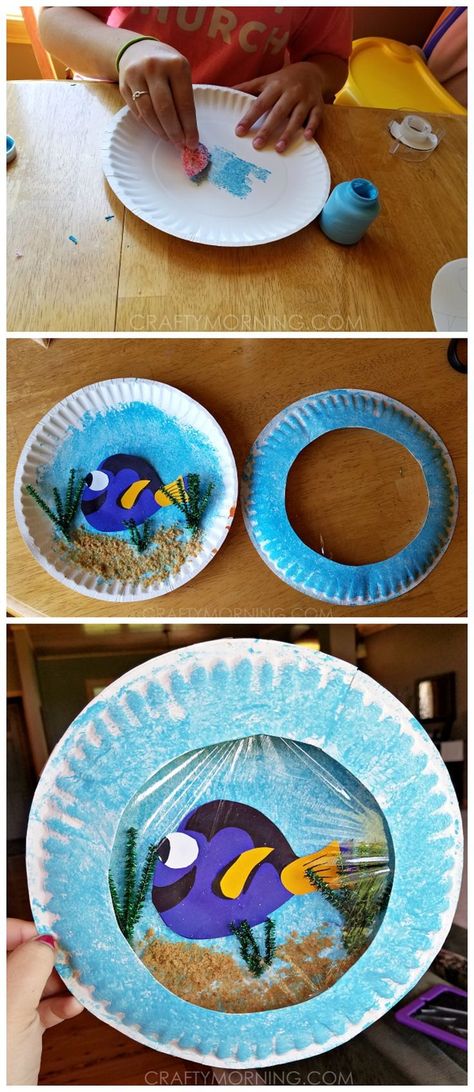 Disney Crafts For Kids, Disney Activities, Disney Camping, Paper Plate Craft, Movie Crafts, Crafts For Toddlers, Summer Camp Crafts, Ocean Crafts, Daycare Crafts