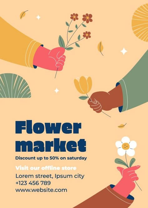 Plant Sale Poster, Flower Graphic Design Poster, Marketing Poster Ideas, Flower Festival Poster, Flower Shop Poster, Flower Kiosk, Shop Banner Design, Environmental Posters, Flower Typography