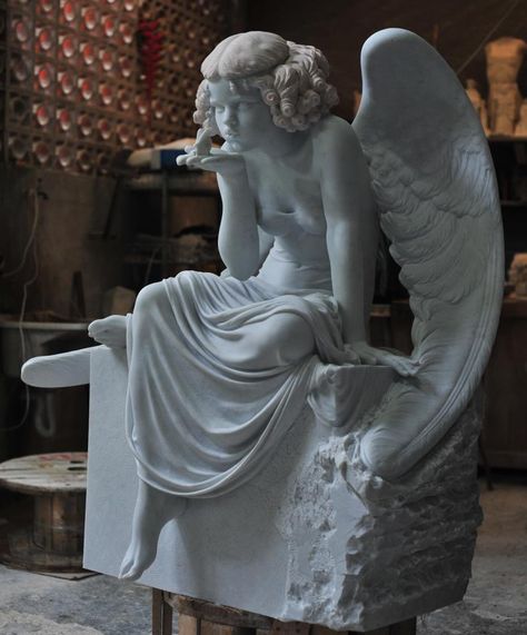 Cicero D'Avila : Redhead Angel - Metamorphosis (Marble) An Angel, Angel, Statue, Sculpture, Furniture