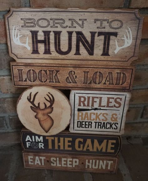 BORN TO HUNT - EAT SLEEP HUNT - Rustic Hunter Cabin Lodge Home Decor Sign NEW Hunting Cabin Decor, Hunting Lodge Decor, Deer Tracks, Hunting Room, Wall Decor Hobby Lobby, Hunting Decor, Hunting Cabin, Themed Bedroom, Lodge Decor