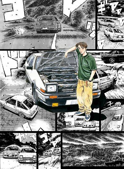 This is version 1/2! (Version 2 is just the same thing but w/o Takumi.) • Millions of unique designs by independent artists. Find your thing. Initial D Takumi, Takumi Fujiwara, Friend Poster, Initial D Car, Manga Wall, Jdm Wallpaper, Cool Car Drawings, Car Artwork, Initial D