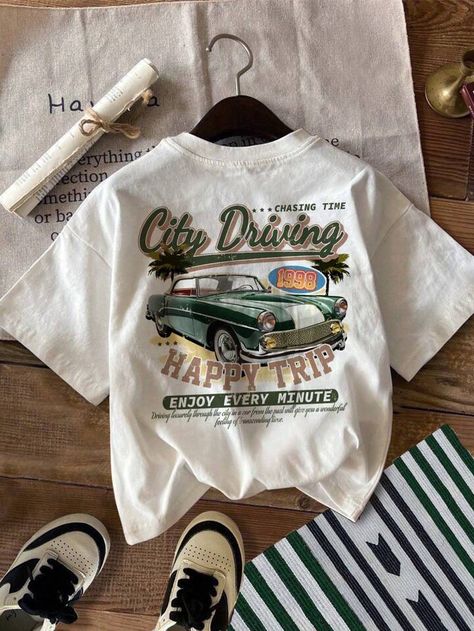 Thrift Shirts, Car Graphic Tee, Clothes Wishlist, Shirts For Boys, Men Plus Size, Graphic Tees Vintage, Fit Ideas, Tee Shirt Homme, Boys Casual