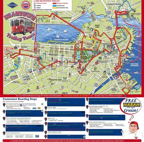 Boston Tourist Attractions, Bus Route Map, Boston In The Fall, Boston Attractions, Boston Map, Boston Vacation, Boston City, Massachusetts Travel, Visiting Boston