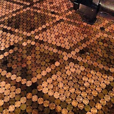 Vintage Copper Ware… Everything Old Is New Again | Randolph Street Market Penny Countertop, Penny Flooring, Penny Floor Designs, Penny Floors, Penny Backsplash, Penny Crafts, Penny Table, Penny Mosaic, Penny Art