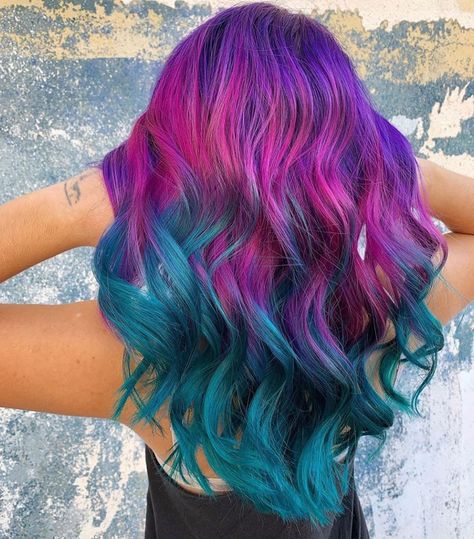 Violet Hair Colors, Mermaid Hair Color, Pulp Riot Hair Color, Galaxy Hair, Pulp Riot Hair, Teal Hair, Violet Hair, Pulp Riot, Pretty Hair Color