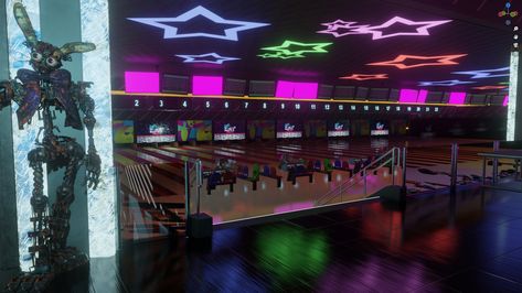 Fnaf Sb Daycare Background, Fnaf Security Breach Aesthetic, Fnaf Security Breach Daycare Background, Mega Pizzaplex Fnaf Background, Lmk Background, Sb Ruin, Neon Bowling Alley Aesthetic, Fnaf 9, Glamrock Freddy