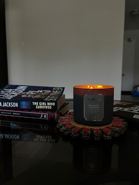 candle, fall, academic, classic, dark academia Mahogany Aesthetic, Mahogany Teakwood Candle, Mahogany Teakwood, 2023 Aesthetic, Bram Stoker's Dracula, Set The Mood, Candle Aesthetic, Classic Book, Bram Stoker