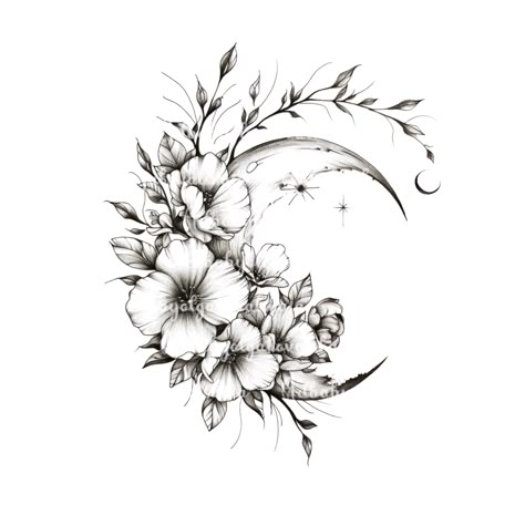 Moon Tattoo Design, Moon Star Tattoo, Tatu Baby, Tattoo Png, Cowgirl Tattoos, Tattoo Placements, Mommy Tattoos, Moon Tattoos, Man Tattoo