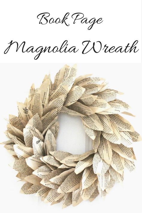 Paper Fern, Magnolia Book, Magnolia Wreaths, Diy Old Books, Book Wreath, Book Page Wreath, Repurposed Decor, Old Book Crafts, Embroidery Hoop Crafts