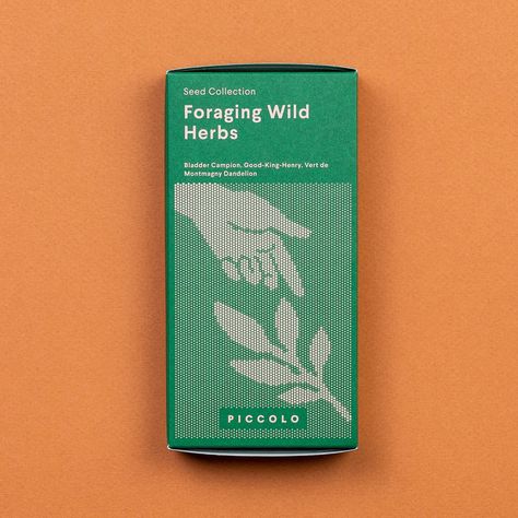 Piccolo Seeds - Foraging Wild Herbs - Winter's Moon Seed Packets Design, Coffee Plant Flower, Seed Branding, Seeds Packaging Design, Matcha Illustration, Sustainable Branding, Sugar Packaging, Seed Packaging, Herb Seeds