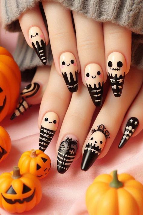 #KawaiiHalloweenNails #CuteNailArt #FunHalloweenDesigns #FestiveNailIdeas #AdorableNailArt #HalloweenInspiration #SpookyCute #NailArtTrends Kawaii Halloween Nails, Kawaii Nail Designs, Nail Cartoon, Whimsical Creatures, Charming Aesthetic, Cute Halloween Nails, Nails Fun, Cute Ghosts, Expecting Parents