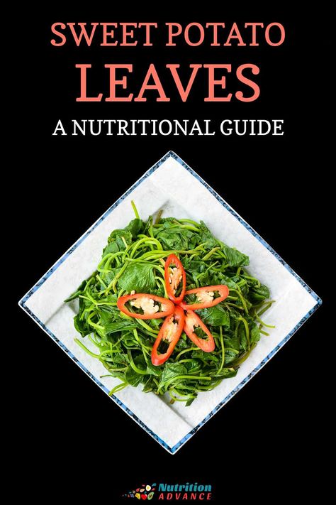 A nutritional guide to sweet potato leaves that explores their benefits and nutritional values. Not many people think of the leaves of sweet potatoes as a vegetable, but they are, and they're a common part of the cuisine in some countries. Here's why they're worth trying. Sweet Potato Leaves Benefits, Benefits Of Sweet Potato, Sweet Patato, Nutritional Guide, Sweet Potato Leaves, Low Oxalate Diet, Sweet Potato Benefits, Oxalate Diet, Sweet Potato Plant