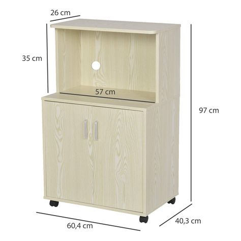 HOMCOM Kitchen Storage Unit Microwave Cart Trolley w/Cabinet Locking Wheels Shelf Particle Board Sideboard Home Modern Oak Tone: Amazon.co.uk: Kitchen & Home Microwave Table Ideas, Microwave Stand Ideas, Standing Kitchen Cabinets, Kitchen Microwave Cabinet, Kitchen Pantry Cupboard, Microwave Cart, Kitchen Caddy, Kitchen Storage Units, Microwave Cabinet