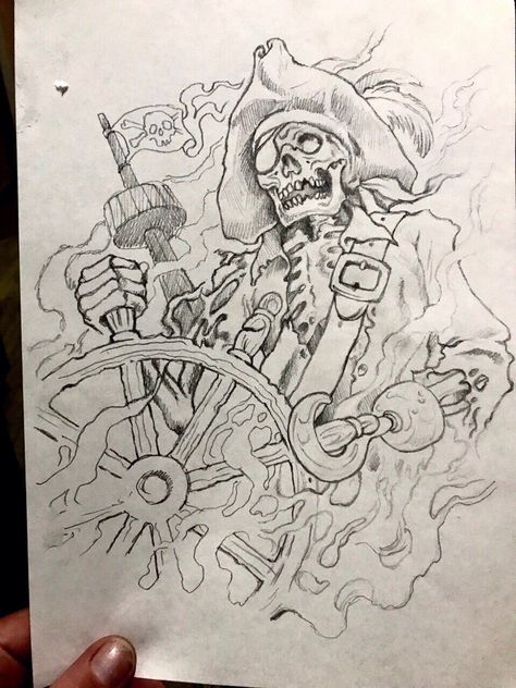 Pirate Parrot Drawing, Skeleton Pirate Tattoo, Pirate Art Drawing, Pirate Ship Tattoo Drawing, Pirate Tattoo Sketch, Pirate Tattoo Sleeve, Pirate Drawing, Pirate Ship Drawing, Skeleton Pirate