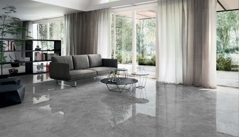 Themar: marble effect tiles | Ceramica Sant'Agostino Hall Tiles, Tiles Living Room, Grey Floor Tiles, Living Room Tiles, Marble Tile Floor, Granite Flooring, Vitrified Tiles, Grey Tiles, Pretty Decor