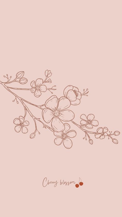 Red Cherry Blossom Drawing, Cherry Blossom Line Art Simple, Cherry Blossom Fairy Tattoo, Cherry Blossom Tree Branch Drawing, Cherry Blossom Sketch Simple, Cherry Blossom Outline Drawing, Japanese Flowers Drawing Cherry Blossoms, Cherry Blossom Illustration Drawings, Cherry Blossoms Sketch