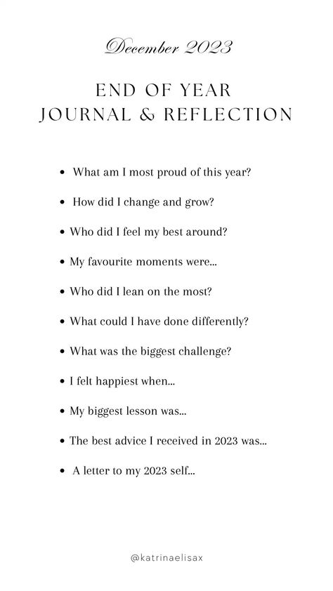 Prompts For Self Reflection, 2024 Journaling Prompts, Last Day Of Year Journal, 2023 Journal Reflection, 2023 Ending Journal, Nye Journal Prompts, End Of 2023 Checklist, Journaling Prompts For New Year, Reflect Journal Prompts