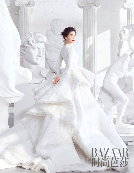 Liu Tao 刘涛 Bazaar December 2017 Poses For Fashion, White Editorial, Fashion Cover, Wedding Session, Bridal Shoot, Wedding Poses, Fashion Photoshoot, Wedding Photoshoot, Fashion Shoot